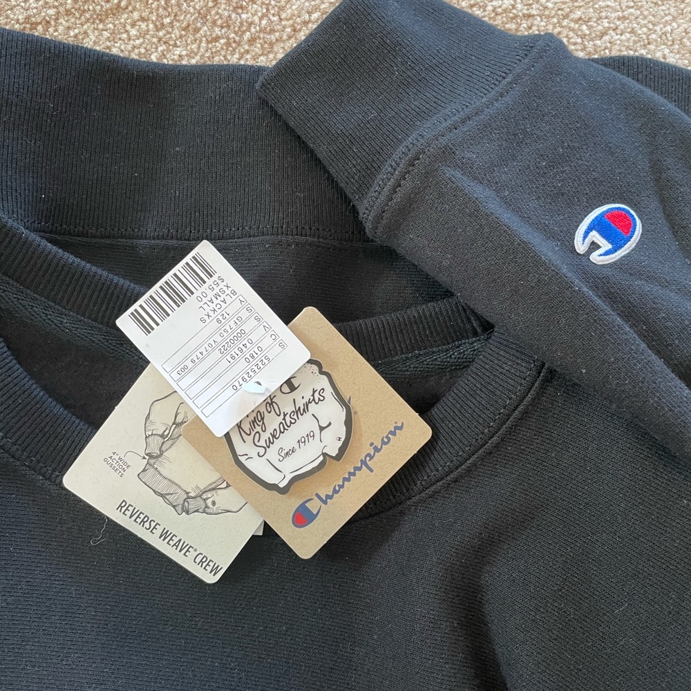 Champion Pullover Sweatshirt Black XS Reverse Crew - Picture 5 of 7